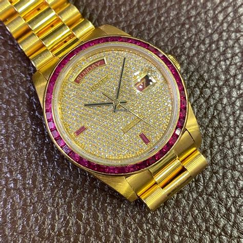 how much is the rolex day date ruby bezel|Rolex presidential 40mm diamond bezel.